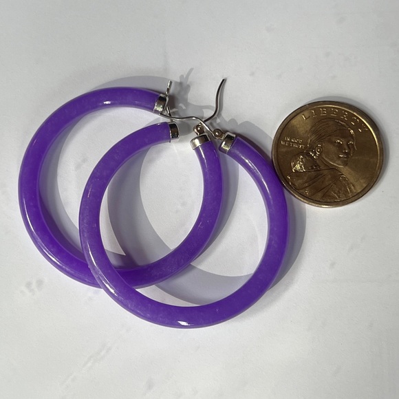 Lavender Jade Hoop Earrings with Sterling Silver Clasps